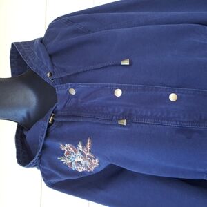 Anorak Navy Embroidered Jacket TRIBAL JEANS Coat VTG